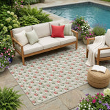 5' X 8' Ivory And Beige Floral Washable Indoor Outdoor Area Rug