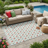 5' X 8' Sky Blue And Blue Floral Washable Indoor Outdoor Area Rug