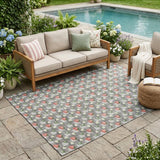 5' X 8' Silver And Gray Floral Washable Indoor Outdoor Area Rug
