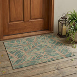 3' X 5' Green And Brown Floral Washable Indoor Outdoor Area Rug