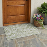 3' X 5' Green And Silver Floral Washable Indoor Outdoor Area Rug