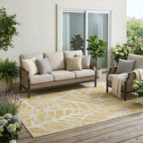 5' X 8' Gold And Wheat Floral Washable Indoor Outdoor Area Rug
