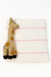 36" X 46" Pink And White Cotton Striped Baby Blanket