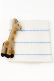28" X 36" Blue And White Cotton Striped Baby Blanket