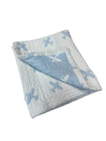 36" X 46" Blue And White Cotton Abstract Baby Blanket