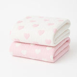 28" X 36" Pink And White Cotton Abstract Baby Blanket