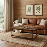 42" Chestnut Solid Wood and Rattan Coffee Table
