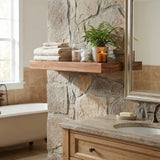 30" Brown Solid Wood Wall Mounted Floating Shelf