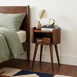 22" Chestnut Solid Wood Round Nightstand