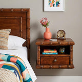 17" Chestnut Solid Wood Spindle One Drawer Floating Nightstand
