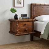 17" Chestnut Solid Wood Spindle Two Drawer Floating Nightstand