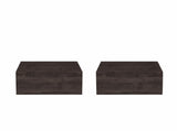 Set of Two 16" Dark Brown Wood One Drawer Floating Nightstand