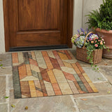3' X 5' Copper And Orange Geometric Washable Indoor Outdoor Area Rug