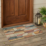 3' X 5' Coral And Orange Geometric Washable Indoor Outdoor Area Rug