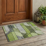 3' X 5' Green And Lime Green Geometric Washable Indoor Outdoor Area Rug