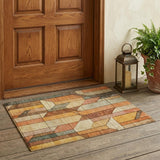3' X 5' Orange And Copper Geometric Washable Indoor Outdoor Area Rug