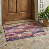 3' X 5' Pink And Mauve Geometric Washable Indoor Outdoor Area Rug