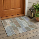 3' X 5' Taupe And Brown Geometric Washable Indoor Outdoor Area Rug