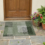 3' X 5' Green And Silver Abstract Washable Indoor Outdoor Area Rug