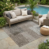 5' X 8' Brown And Silver Abstract Washable Indoor Outdoor Area Rug