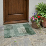 3' X 5' Green And Silver Abstract Washable Indoor Outdoor Area Rug