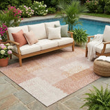 5' X 8' Coral And Orange Abstract Washable Indoor Outdoor Area Rug