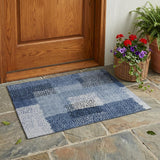 3' X 5' Denim Blue And Blue Abstract Washable Indoor Outdoor Area Rug