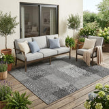 5' X 8' Gray And Graphite Abstract Washable Indoor Outdoor Area Rug