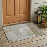 3' X 5' Khaki And Brown Abstract Washable Indoor Outdoor Area Rug