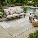 5' X 8' Khaki And Brown Abstract Washable Indoor Outdoor Area Rug