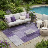 5' X 8' Purple And Lavender Abstract Washable Indoor Outdoor Area Rug