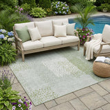 5' X 8' Sage And Green Abstract Washable Indoor Outdoor Area Rug