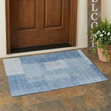 3' X 5' Sky Blue And Blue Abstract Washable Indoor Outdoor Area Rug