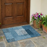 3' X 5' Teal Blue And Denim Blue Abstract Washable Indoor Outdoor Area Rug