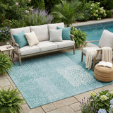 5' X 8' Turquoise And Teal Blue Abstract Washable Indoor Outdoor Area Rug
