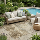 5' X 8' Brown And Green Abstract Washable Indoor Outdoor Area Rug