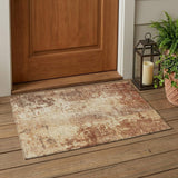 3' X 5' Copper And Orange Abstract Washable Indoor Outdoor Area Rug
