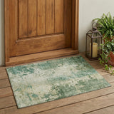 3' X 5' Green And Sage Abstract Washable Indoor Outdoor Area Rug