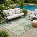 5' X 8' Green And Sage Abstract Washable Indoor Outdoor Area Rug
