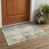 3' X 5' Ivory And Beige Abstract Washable Indoor Outdoor Area Rug
