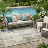 5' X 8' Ivory And Beige Abstract Washable Indoor Outdoor Area Rug
