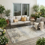 5' X 8' Pewter And Gray Abstract Washable Indoor Outdoor Area Rug