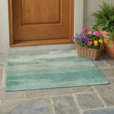 3' X 5' Aqua And Teal Blue Abstract Washable Indoor Outdoor Area Rug
