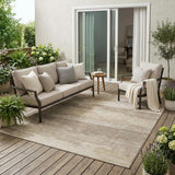 5' X 8' Beige And Brown Abstract Washable Indoor Outdoor Area Rug