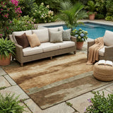 5' X 8' Copper And Orange Abstract Washable Indoor Outdoor Area Rug