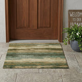 3' X 5' Green And Brown Abstract Washable Indoor Outdoor Area Rug