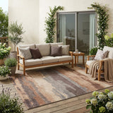 5' X 8' Orange And Gray Abstract Washable Indoor Outdoor Area Rug