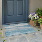 3' X 5' Sky Blue And Blue Abstract Washable Indoor Outdoor Area Rug