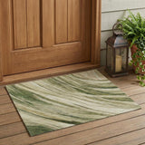 3' X 5' Green And Sage Abstract Washable Indoor Outdoor Area Rug
