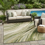 5' X 8' Green And Sage Abstract Washable Indoor Outdoor Area Rug